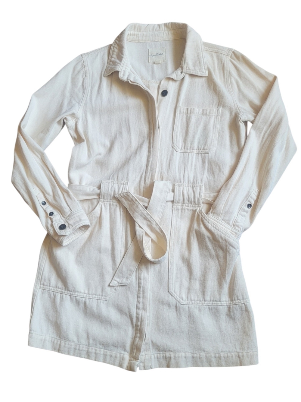 Unpublished Cream Button-Front Long Shacket - Picture 5 of 13